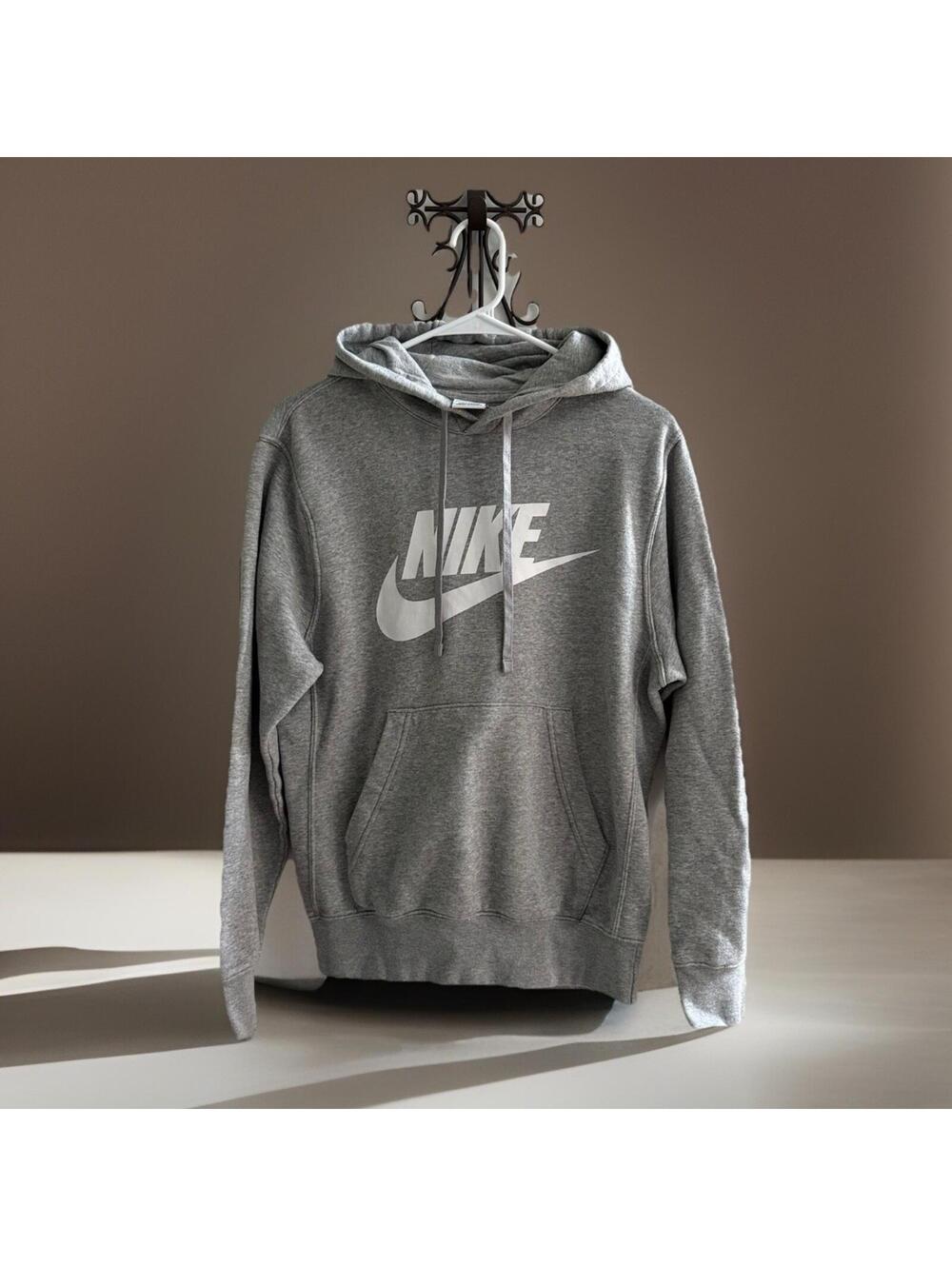 Nike Sportswear Club Fleece Hoodie Gray Pullover Sweatshirt XS